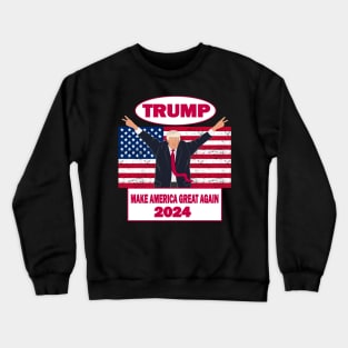 Trump Political 2024 Presidential Campaign America Flag Crewneck Sweatshirt